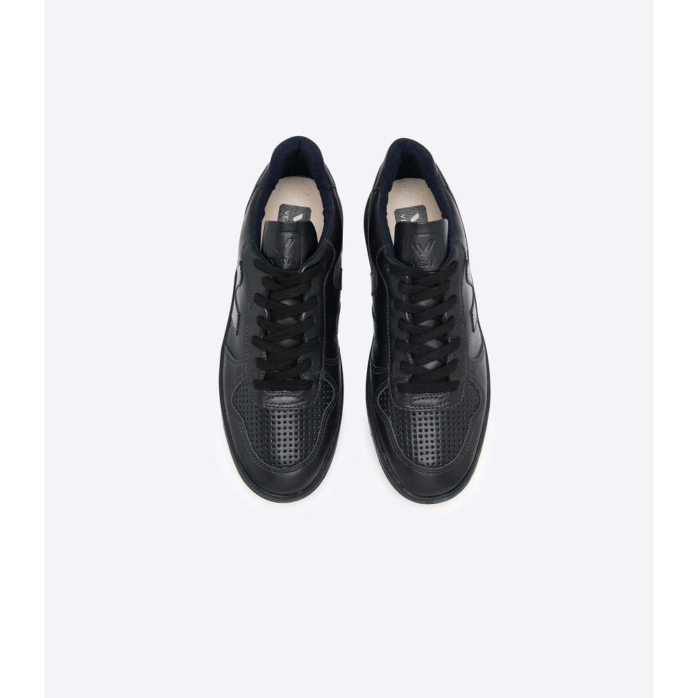 Women's Veja V-10 LEATHER Sneakers Black | ZA 648GSO